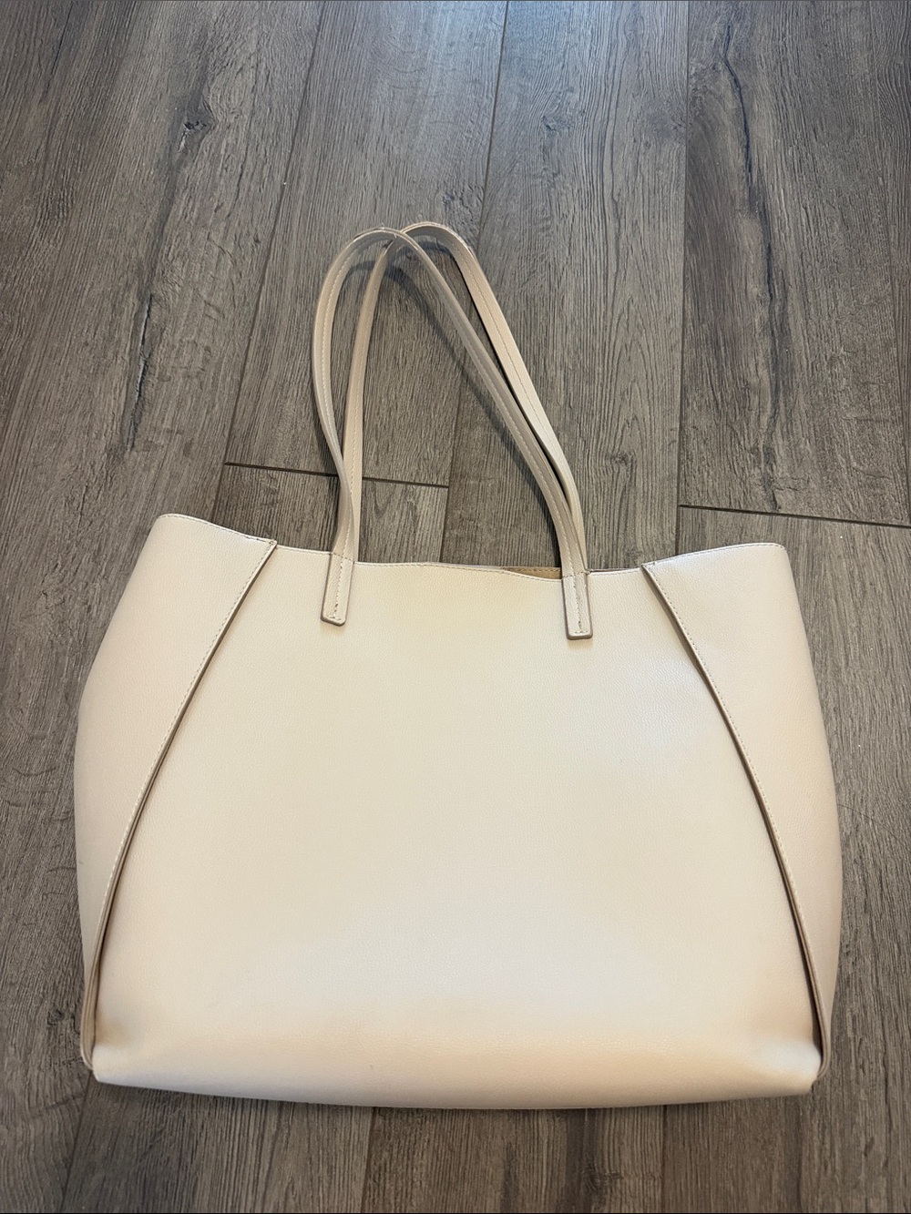 Zara Cream Tote Bag with Double Top Handles